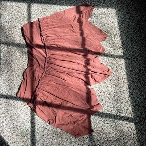 Brown Ruffle Mini Skirt w Shorts underneath